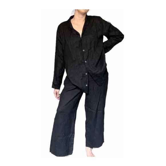 Flax NWT Black Linen Lagenlook Pants Set Small and Medium